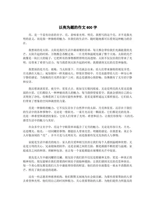 以亮为题的作文600字