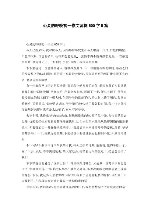 心灵的呼唤初一作文范例600字5篇