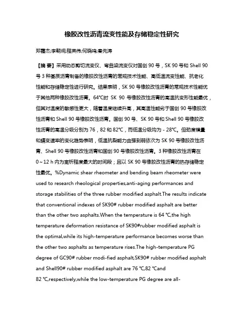 橡胶改性沥青流变性能及存储稳定性研究