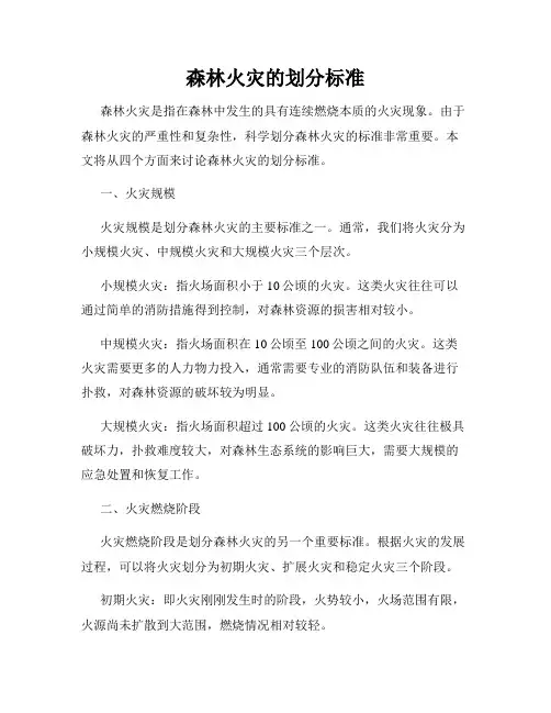 森林火灾的划分标准
