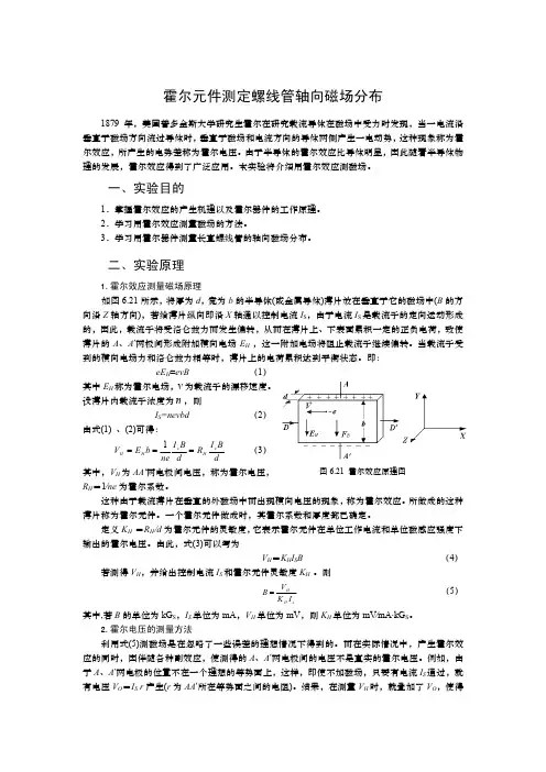 霍尔元件测定螺线管轴向磁场分布.