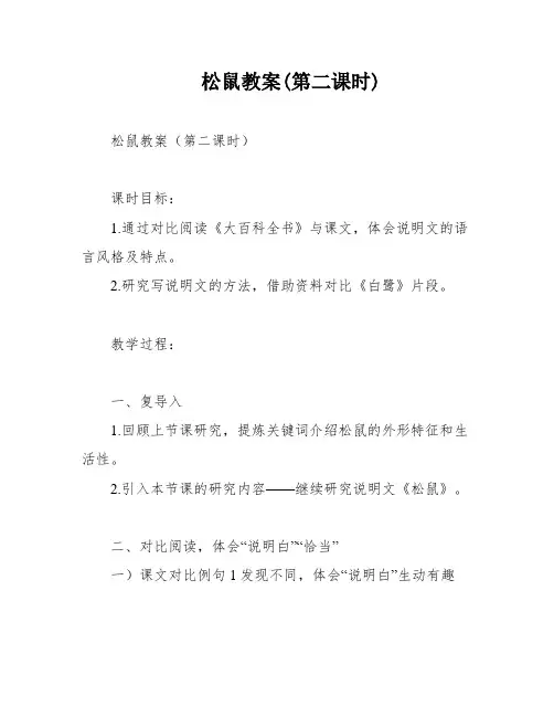 松鼠教案(第二课时)