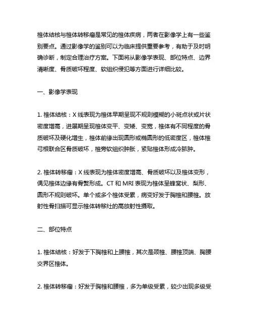 椎体结核与椎体转移瘤的影像学鉴别要点