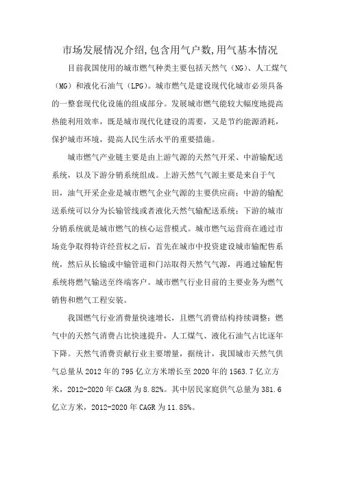 市场发展情况介绍,包含用气户数,用气基本情况