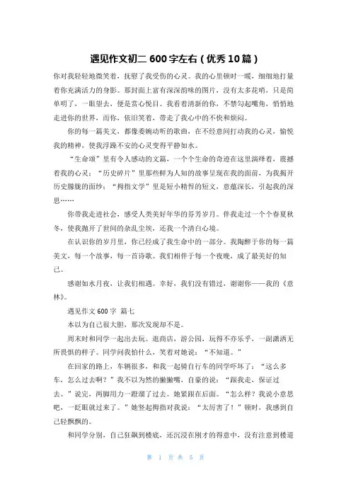 遇见作文初二600字左右(优秀10篇)