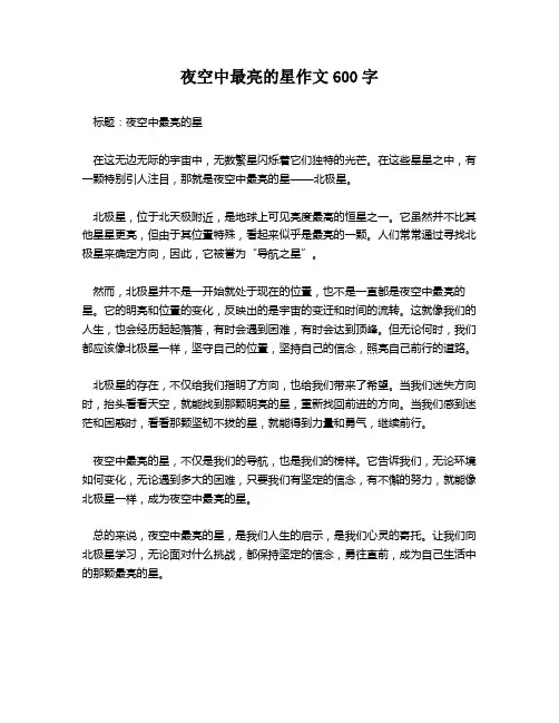 夜空中最亮的星作文600字