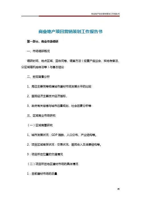 商业地产项目营销策划工作报告书