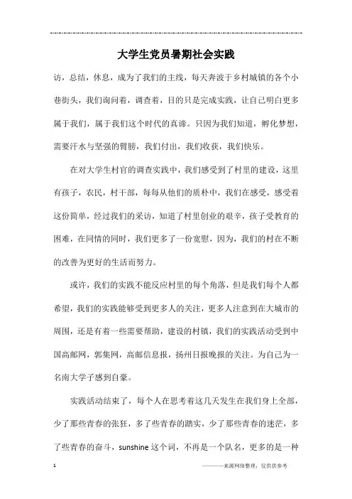 大学生党员暑期社会实践