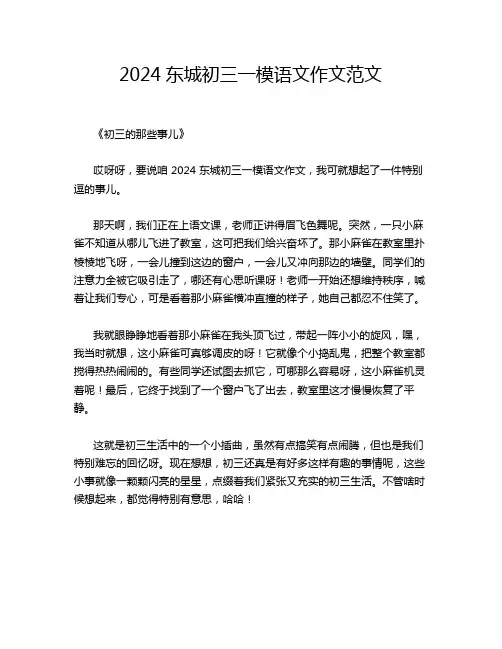 2024东城初三一模语文作文范文