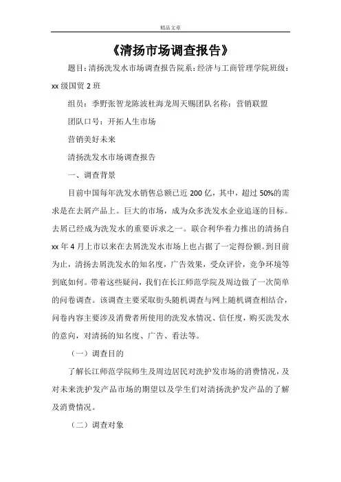 《清扬市场调查报告》