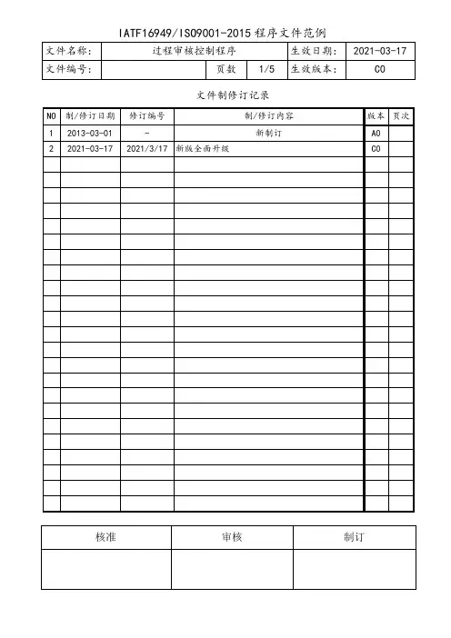 IATF16949过程审核控制程序