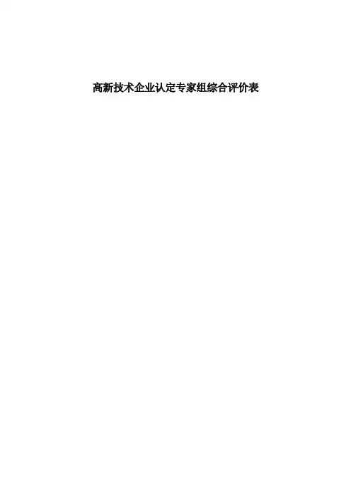 高新技术企业认定专家组综合评价表