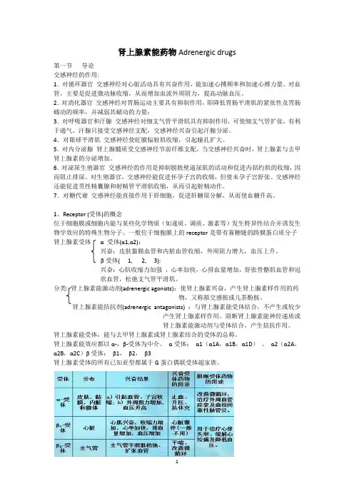 药物化学复习题—肾上腺素能药物