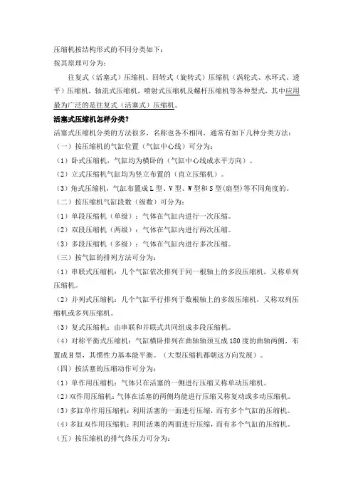 压缩机的形式及分类