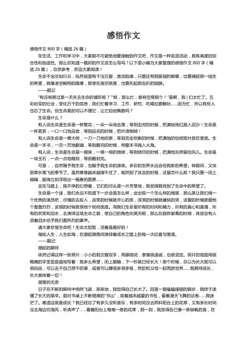 感悟作文800字（精选26篇）