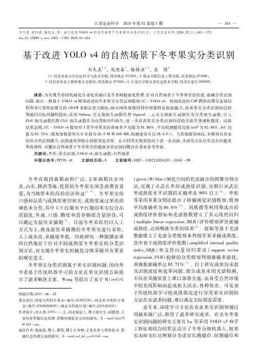 基于改进YOLO_v4的自然场景下冬枣果实分类识别