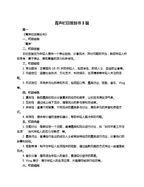 青声栏目策划书3篇