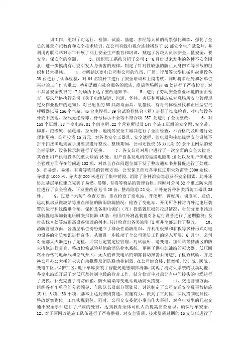 2010年2006全国安全生产月活动总结(供电行业)