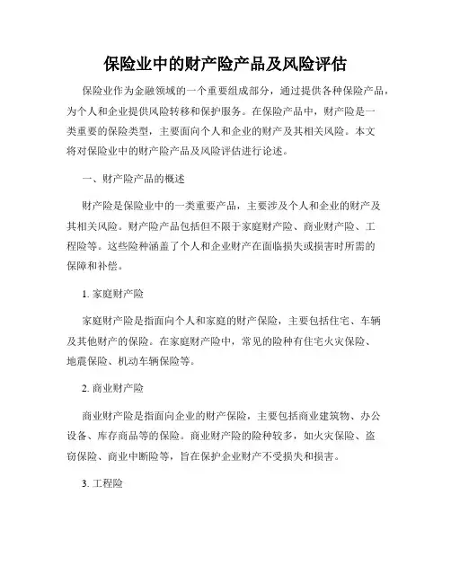 保险业中的财产险产品及风险评估
