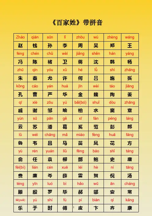 《百家姓》带拼音