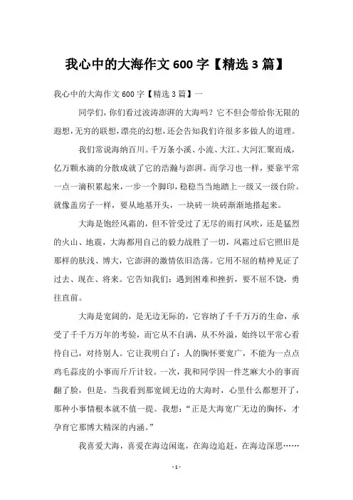 我心中的大海作文600字【3篇】