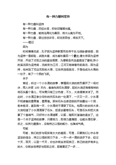 有一种力量叫坚持