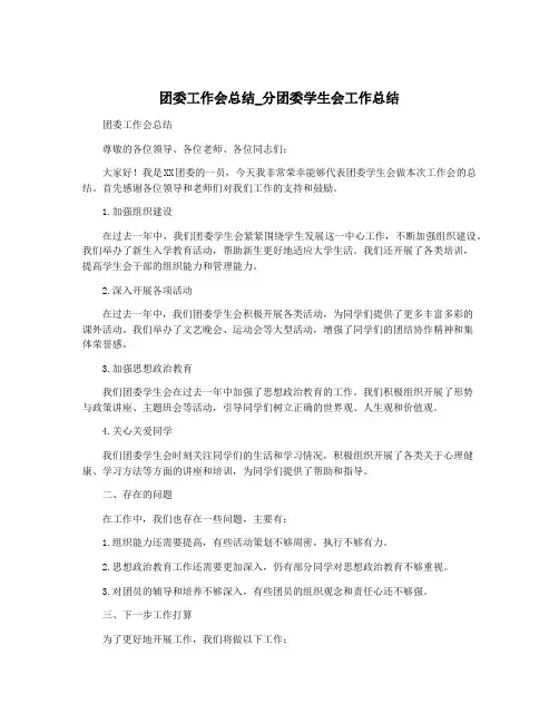 团委工作会总结_分团委学生会工作总结
