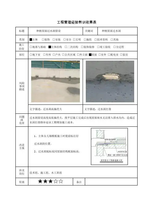 建筑施工优秀工艺做法(种植屋面过水洞留设)
