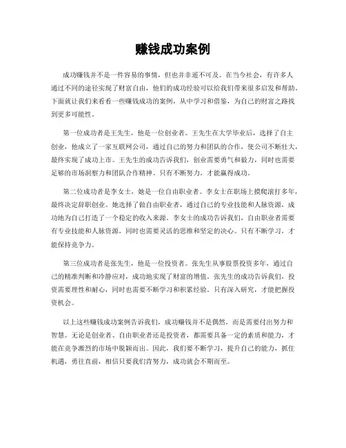 赚钱成功案例