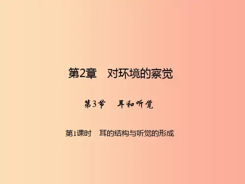 七年级科学下册第2章第3节耳和听觉第1课时耳的结构与听觉的形成习题课件浙教版PPT