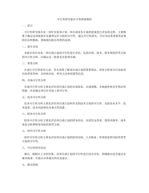 可行性研究报告字体排版教程