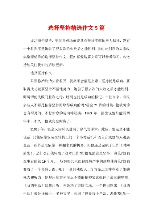 选择坚持精选作文5篇