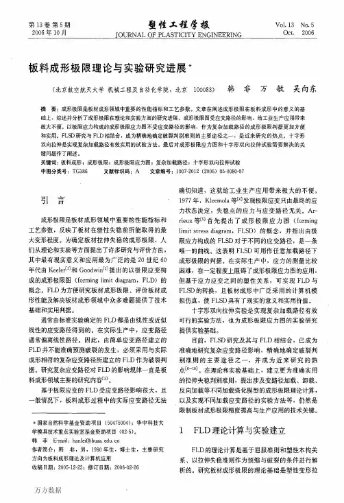 板料成形极限理论与实验研究进展