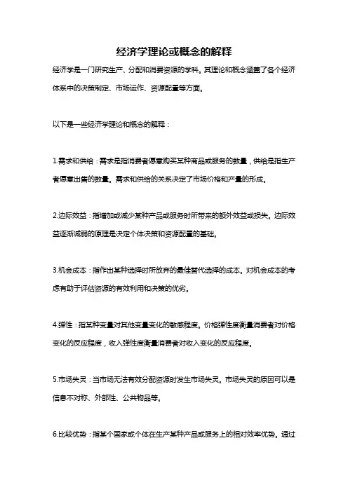 经济学理论或概念的解释
