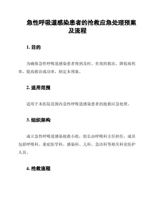 急性呼吸道感染患者的抢救应急处理预案及流程
