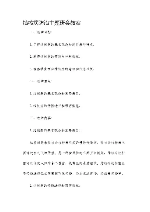 结核病防治主题班会教案