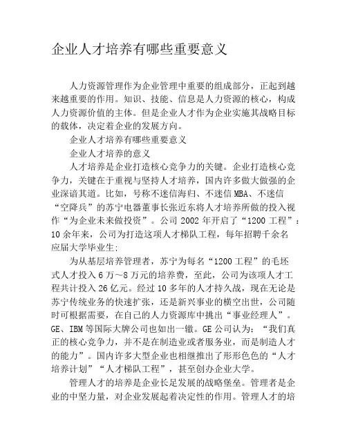 企业人才培养有哪些重要意义