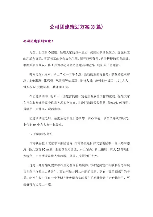 公司团建策划方案(8篇)