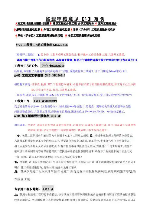 (经典)监理审核意见范例