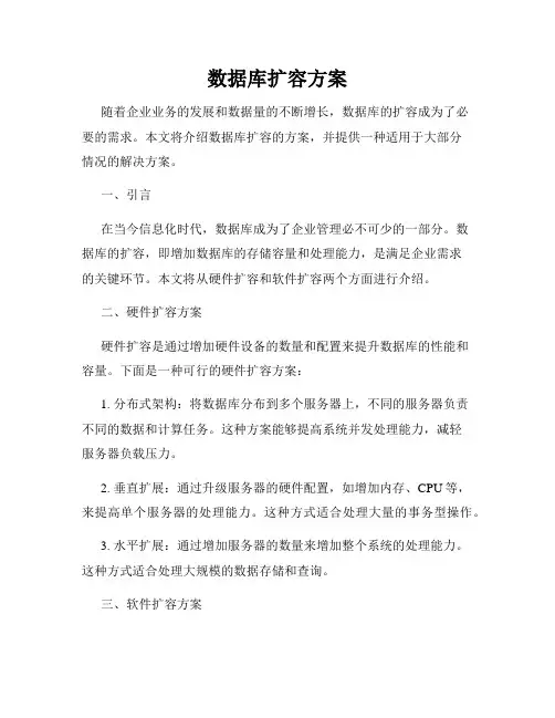 数据库扩容方案