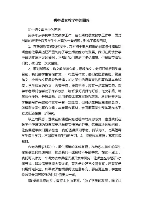 初中语文教学中的困惑