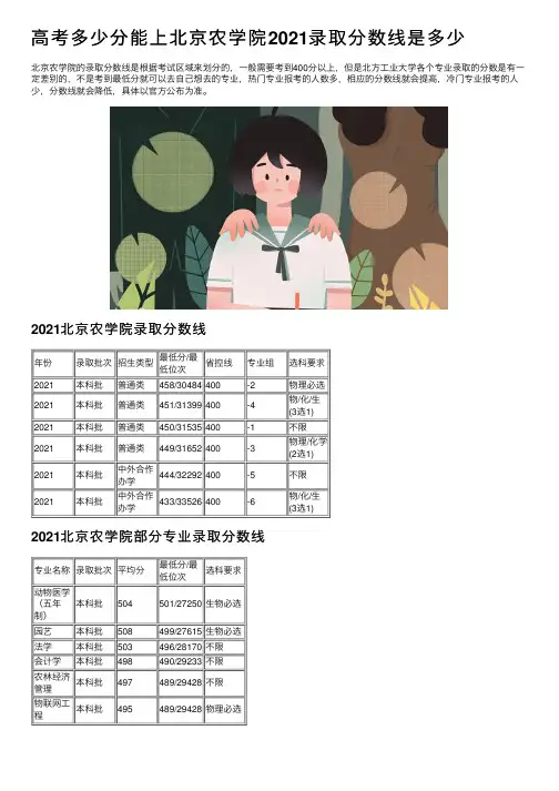 高考多少分能上北京农学院2021录取分数线是多少