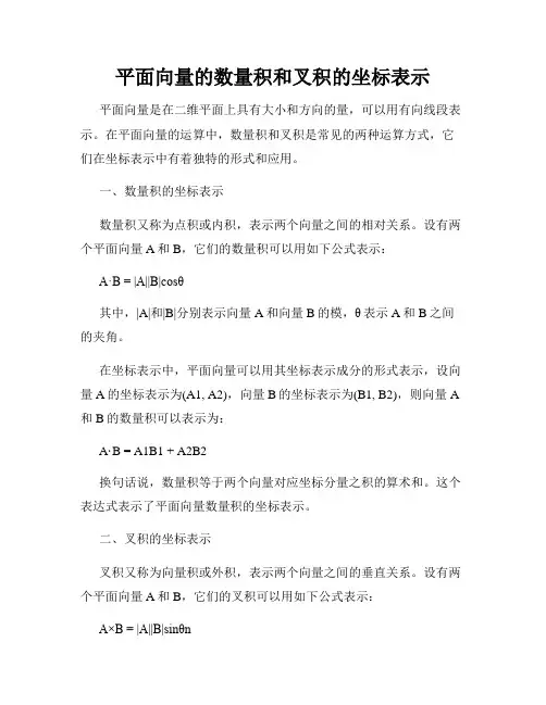 平面向量的数量积和叉积的坐标表示