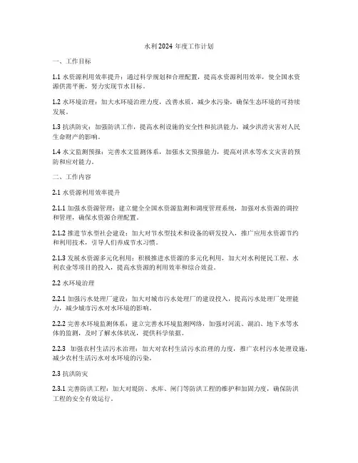 水利2024年度工作计划