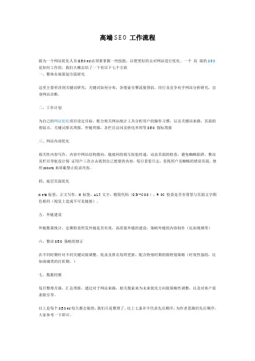 高端SEO工作流程