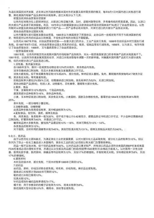 货物指南：以色列相关关税政策