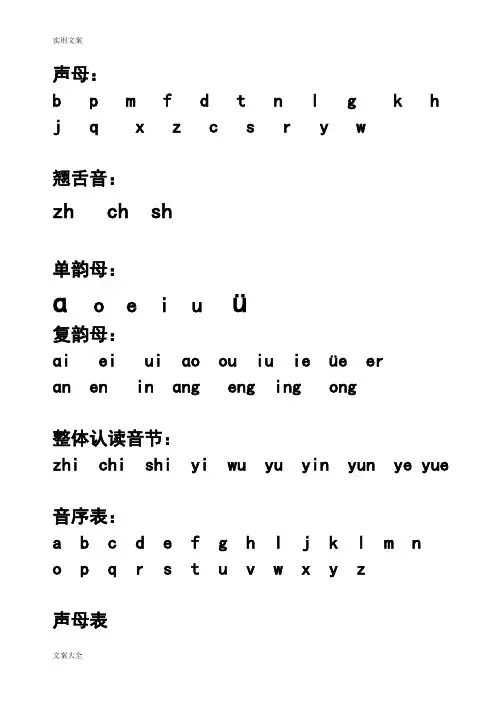 汉语拼音字母表_完整版_可A4打印