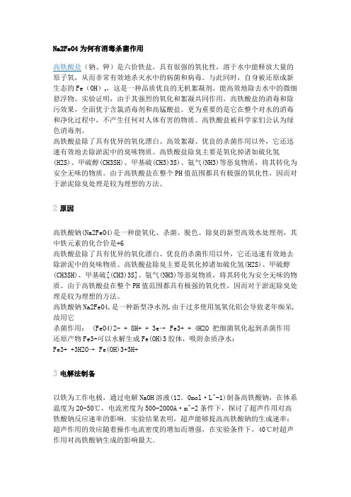 Na2FeO4为何有消毒杀菌作用