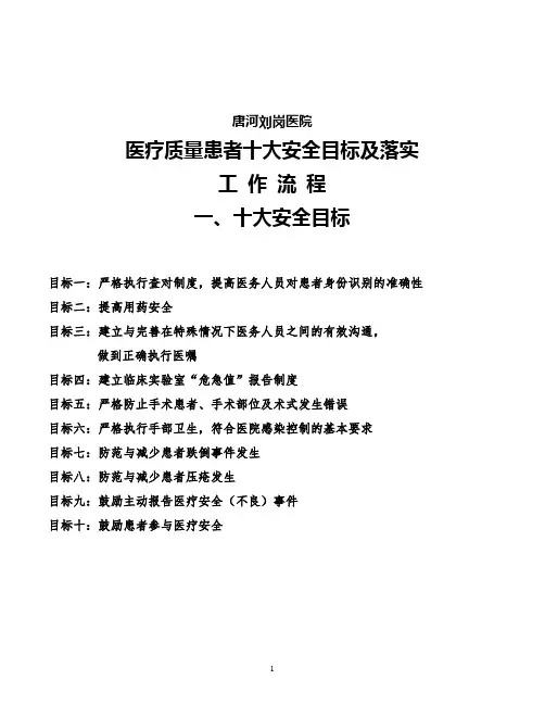 13.医疗质量患者十大安全目标落实工作流程