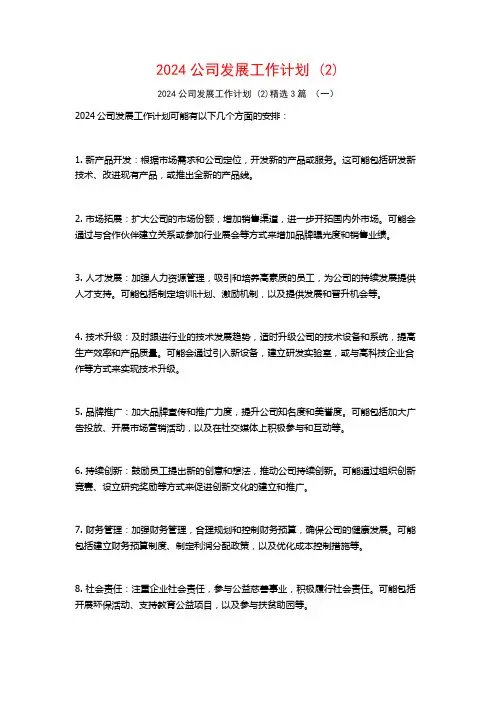 2024公司发展工作计划3篇
